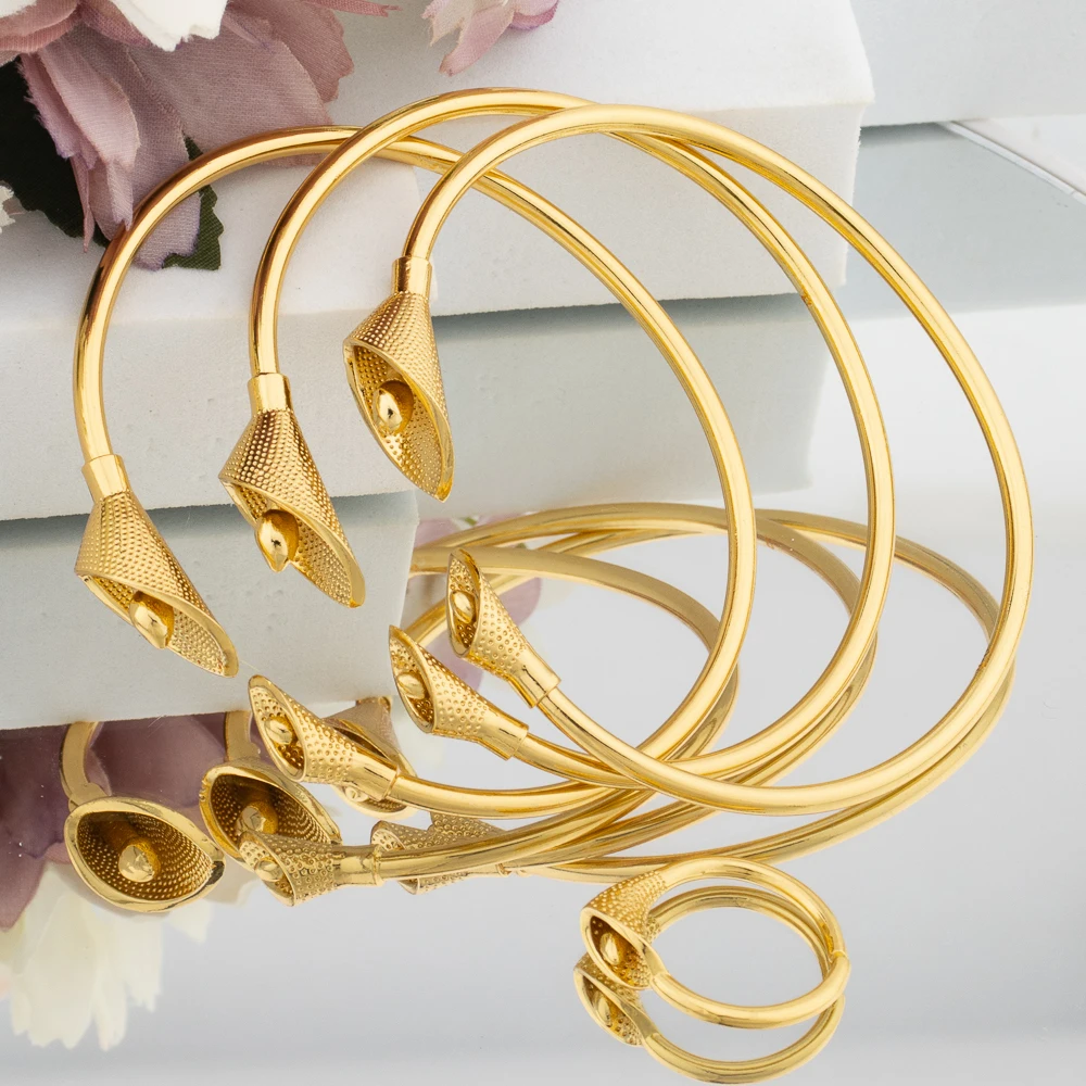 Fashion Jewelry Bangles Ring 3PCS Sets Women Golden Gold Plated Bracelet Set Adjustable Wedding Party Designs New Style Bangles
Fashion Jewelry Bangles Ring 3PCS Sets Women Golden Gold Plated Bracelet Set Adjustable Wedding Party Designs New Style Bangles