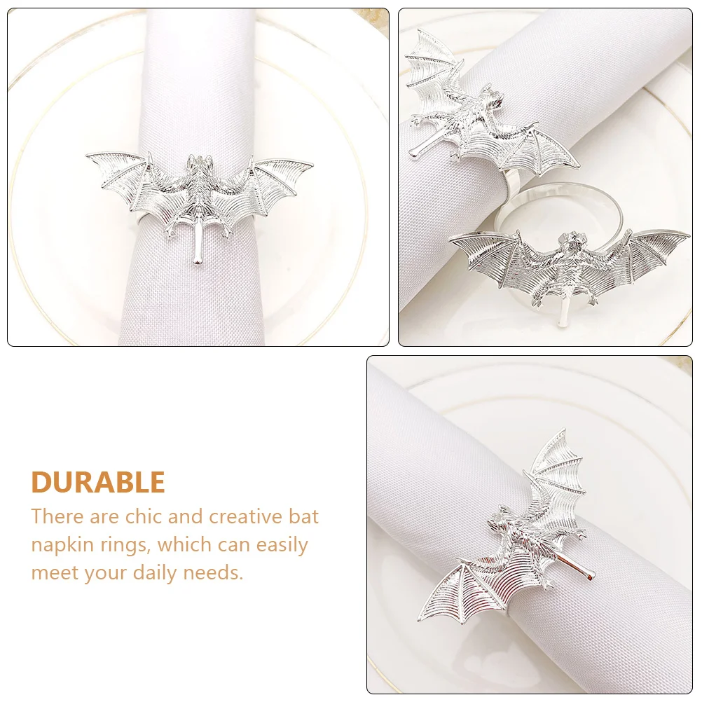 4 Pcs Bat Napkin Rings Spooky Silver Alloy Buckles Holders Dining Table Decor Kitchen Bar Accessories Premium Material
4 Pcs Bat Napkin Rings Spooky Silver Alloy Buckles Holders Dining Table Decor Kitchen Bar Accessories Premium Material