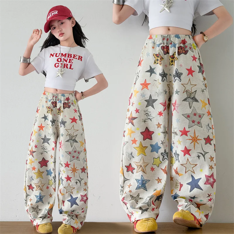 Pants for Girls with Fashion Star Pattern Print Wide Leg Pants 2026 Summer Casual Loose Trousers High Quality Teenage Sweatpants
Pants for Girls with Fashion Star Pattern Print Wide Leg Pants 2026 Summer Casual Loose Trousers High Quality Teenage Sweatpants