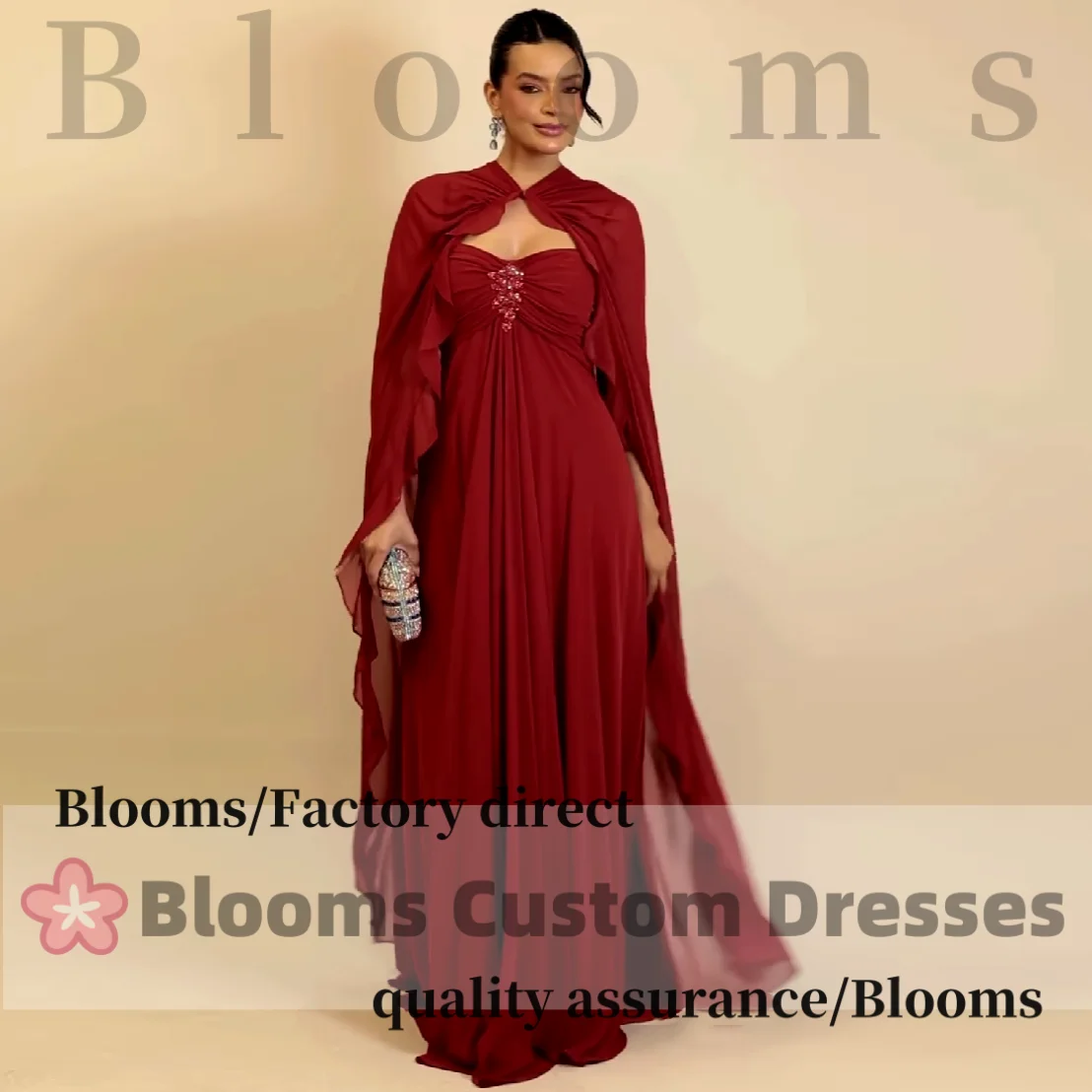 Customized Formal Evening Dress Sweetheart Neck Chiffon Wedding Prom Gown with Capelet Sleeves Beaded Elegant Party Dress
Customized Formal Evening Dress Sweetheart Neck Chiffon Wedding Prom Gown with Capelet Sleeves Beaded Elegant Party Dress