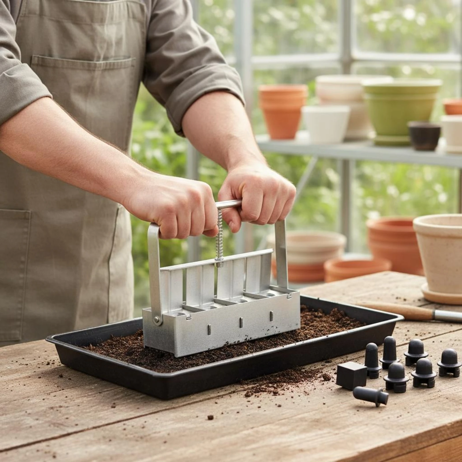 4 Cell Soil Block Tool Reusable Mini Soil Block Tool Hand Press Seed Blocker Stainless Steel Ergonomic Design for Nursery
4 Cell Soil Block Tool Reusable Mini Soil Block Tool Hand Press Seed Blocker Stainless Steel Ergonomic Design for Nursery