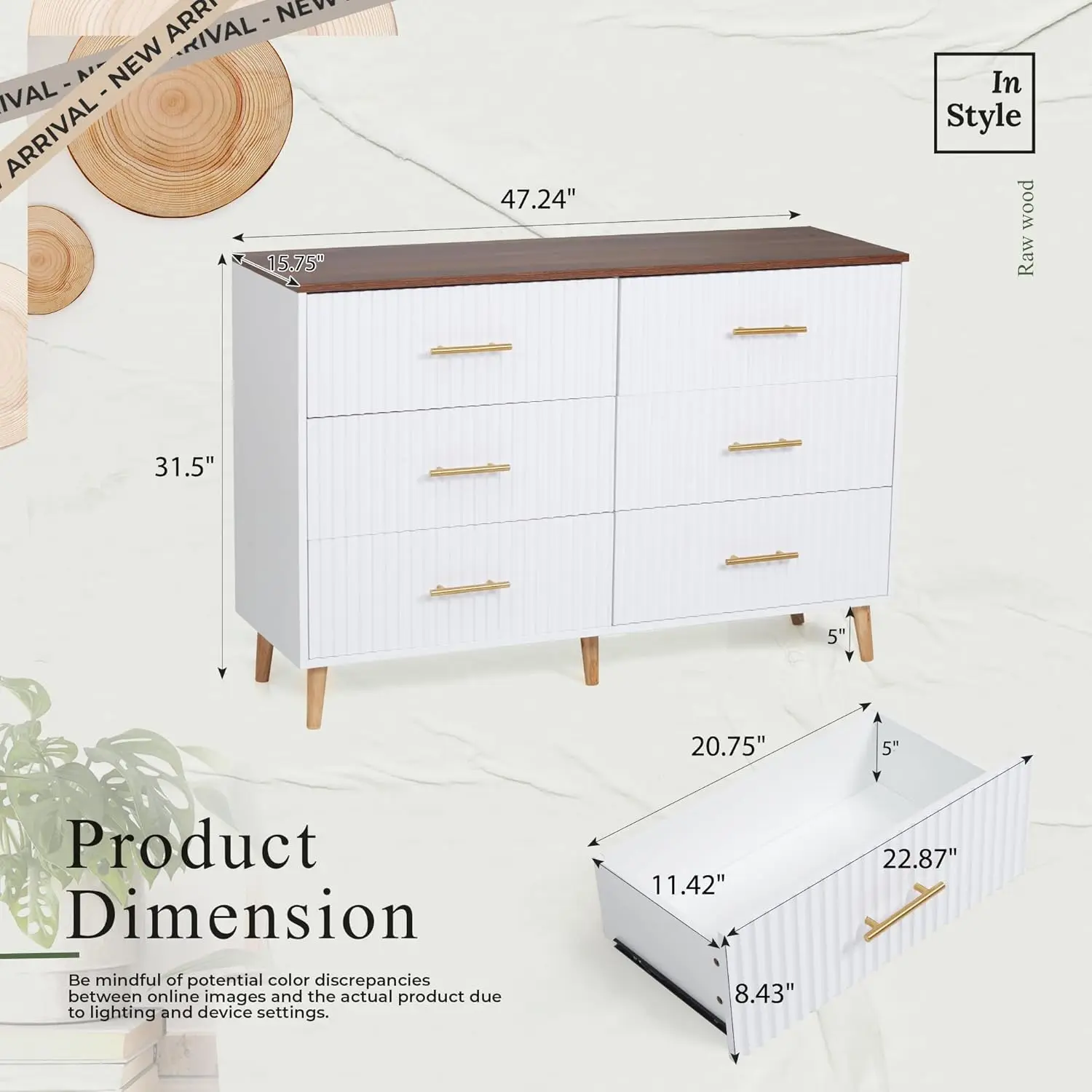 Fluted 6 Drawers Dresser for Bedroom 48" Wide Modern Chest of Drawers with Metal Handle, Wooden Dresser Storage Drawer Organizer
Fluted 6 Drawers Dresser for Bedroom 48" Wide Modern Chest of Drawers with Metal Handle, Wooden Dresser Storage Drawer Organizer