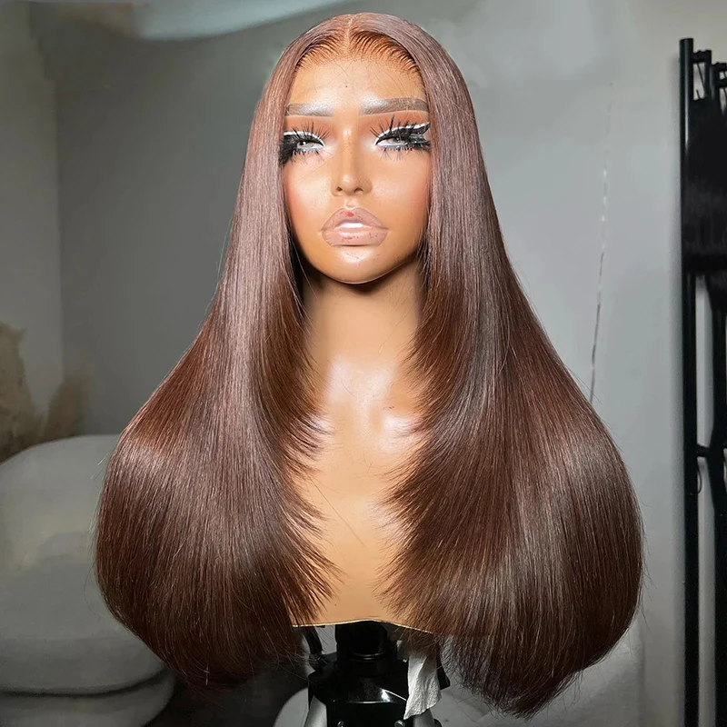 Preplucked Straight Chocolate Brown Synthetic Hair Lace Frontal Wig For Women Glueless Fiber Hair Transparent Lace Wigs
Preplucked Straight Chocolate Brown Synthetic Hair Lace Frontal Wig For Women Glueless Fiber Hair Transparent Lace Wigs