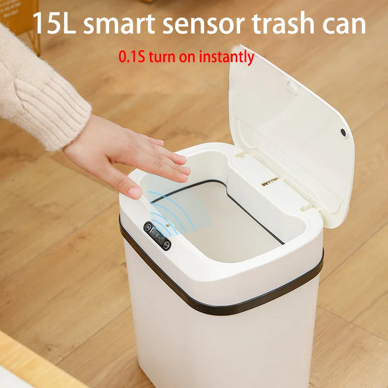 15L Smart Trash Can Bin Automatic Sensor Lid Electric With cover Wastebasket Home kitchen living room Organizer Storage
15L Smart Trash Can Bin Automatic Sensor Lid Electric With cover Wastebasket Home kitchen living room Organizer Storage