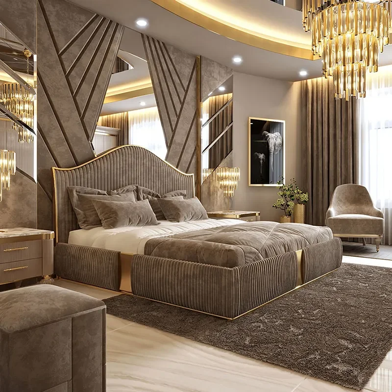 Fabric Upholstered Bed with Storage - Luxury Modern Pine Bedroom Furniture Set
Fabric Upholstered Bed with Storage - Luxury Modern Pine Bedroom Furniture Set