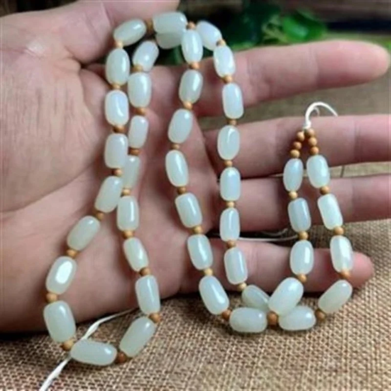 necklace men women, Hotan chain with olive pit jade pendant and hanging cord
necklace men women, Hotan chain with olive pit jade pendant and hanging cord