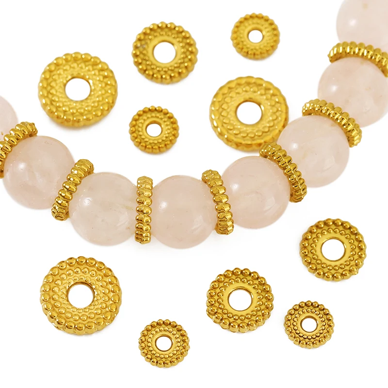 10pcs PVD Stainless Steel Round Roe Texture Spacer Beads Donut Loose Beads for DIY Bracelets Necklace Jewelry Making Accessories
10pcs PVD Stainless Steel Round Roe Texture Spacer Beads Donut Loose Beads for DIY Bracelets Necklace Jewelry Making Accessories