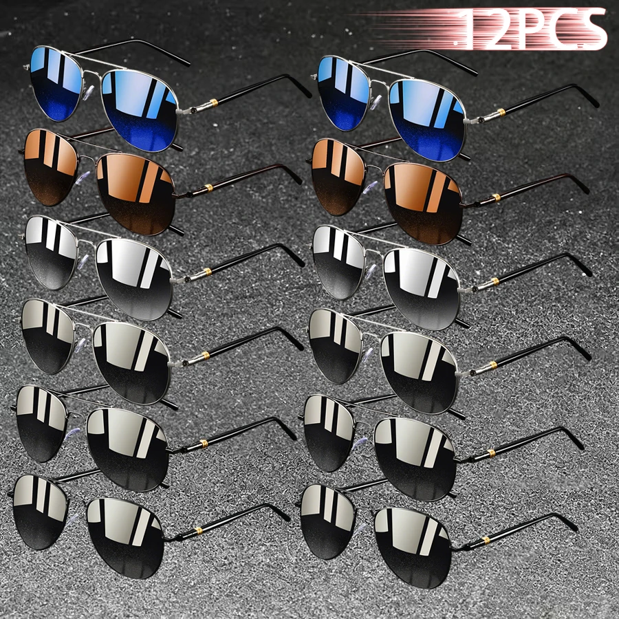12PCS Unisex Classic Vintage Pilot Sunglasses Fashion Brand Eyewear for Vacation Travel Driving Fishing Cycling Hiking
12PCS Unisex Classic Vintage Pilot Sunglasses Fashion Brand Eyewear for Vacation Travel Driving Fishing Cycling Hiking
