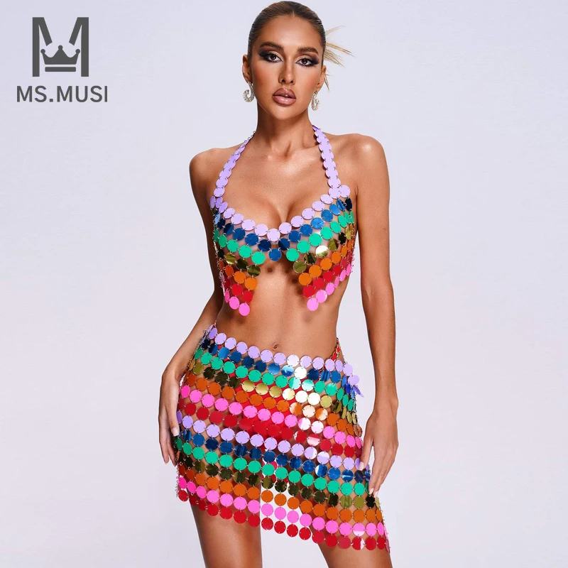 MSMUSI 2023 New Fashion Women Sexy Sequins Rainbow Color Two Piece Set Bodycon Party Halter Top Vest Short Mini Skirt Set Suit
MSMUSI 2023 New Fashion Women Sexy Sequins Rainbow Color Two Piece Set Bodycon Party Halter Top Vest Short Mini Skirt Set Suit