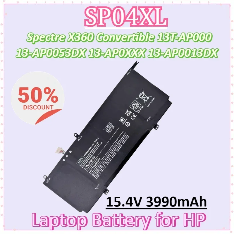 SP04XL 15.4V 3990mAh Laptop Battery for HP Spectre X360 Convertible 13T-AP000 13-AP0053DX 13-AP0XXX 13-AP0013DX 13-AP0045NR
SP04XL 15.4V 3990mAh Laptop Battery for HP Spectre X360 Convertible 13T-AP000 13-AP0053DX 13-AP0XXX 13-AP0013DX 13-AP0045NR