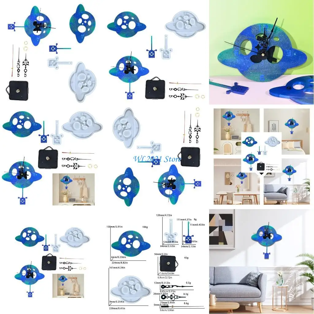 G5GC Space Alien Planet Theme Clock Epoxy Resin Mold Flexible Silicone Mold for Hanging Home Decoration Jewelry Making Tool
G5GC Space Alien Planet Theme Clock Epoxy Resin Mold Flexible Silicone Mold for Hanging Home Decoration Jewelry Making Tool