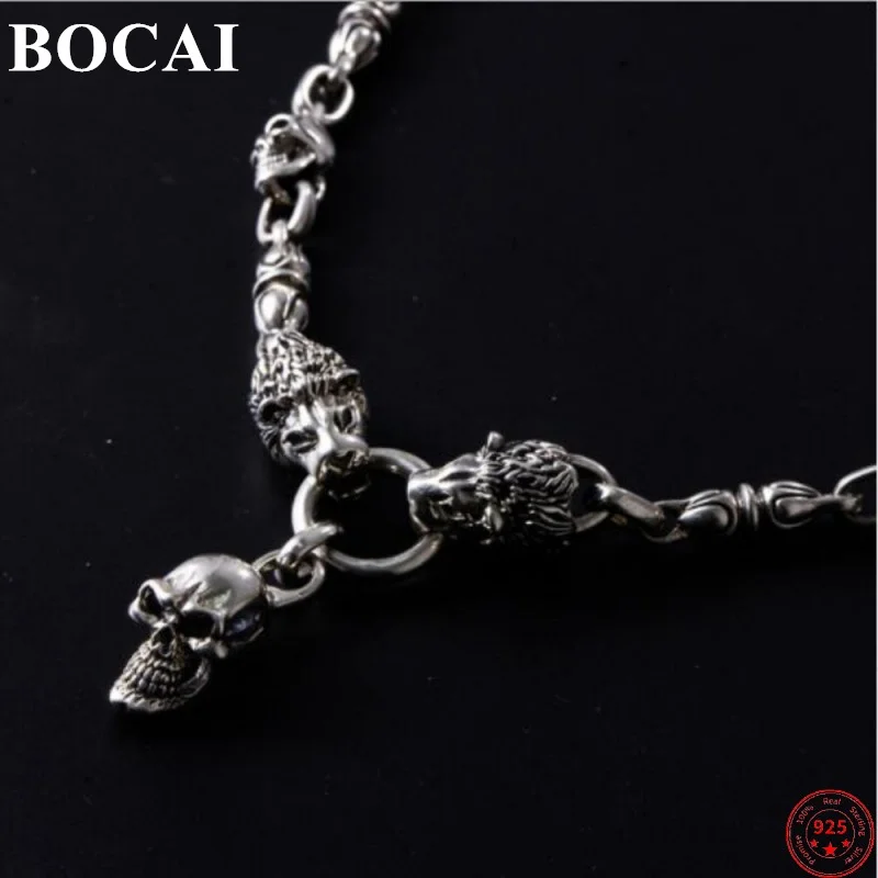 BOCAI S925 Sterling Silver Necklace for Men New Fashion Domineering Skull-chain Lion Pure Argentum Punk Jewelry Free Shipping
BOCAI S925 Sterling Silver Necklace for Men New Fashion Domineering Skull-chain Lion Pure Argentum Punk Jewelry Free Shipping