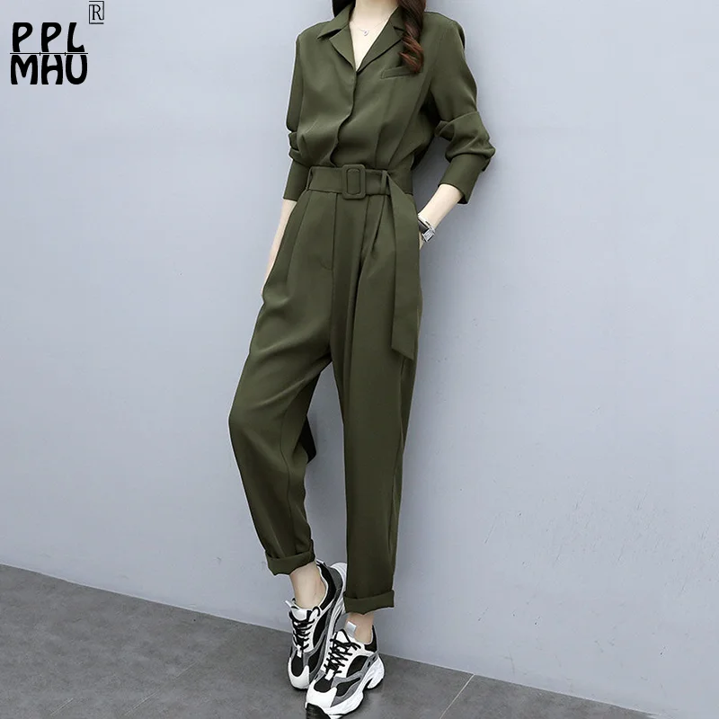 Casual Armygreen Spring Jumpsuits Women Fashion Belt Long Sleeve Slim Waist One Piece Pant 2023 Thin Basic Cargo Spring Overalls
Casual Armygreen Spring Jumpsuits Women Fashion Belt Long Sleeve Slim Waist One Piece Pant 2023 Thin Basic Cargo Spring Overalls