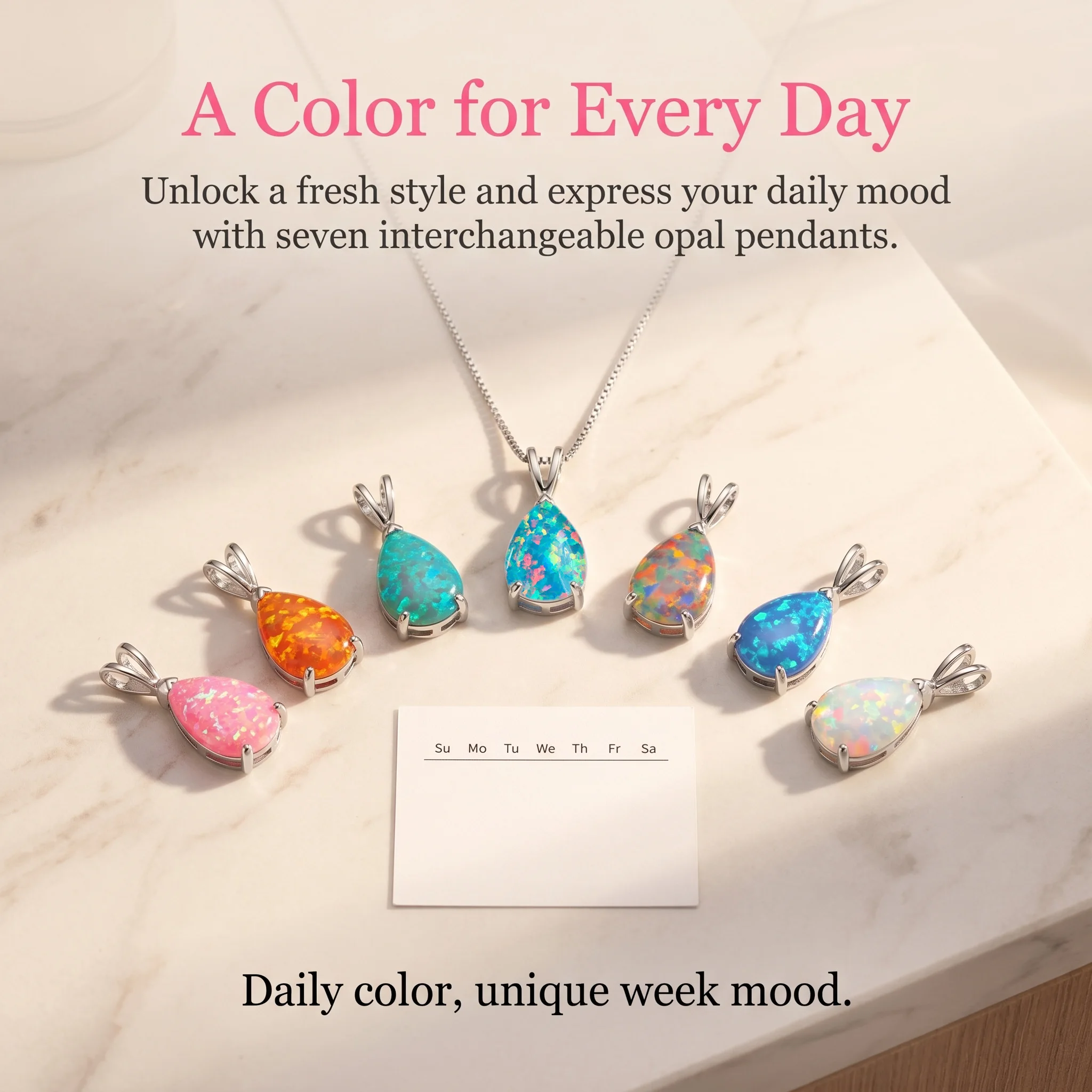 7 Pcs to Choose Opal Pendant Necklace,7-Day Jewelry A Color for Every Day,Exquisite Chain Multicolor Opals,Dainty Gift for Women
7 Pcs to Choose Opal Pendant Necklace,7-Day Jewelry A Color for Every Day,Exquisite Chain Multicolor Opals,Dainty Gift for Women