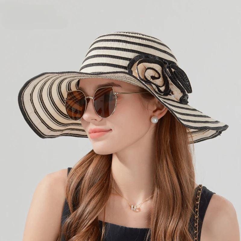 Summer Outdoor Wide Brim Cool Breathable Striped Straw Women Sun Hat Fashionable Versatile Rose Design Bucket Hat for Ladies
Summer Outdoor Wide Brim Cool Breathable Striped Straw Women Sun Hat Fashionable Versatile Rose Design Bucket Hat for Ladies