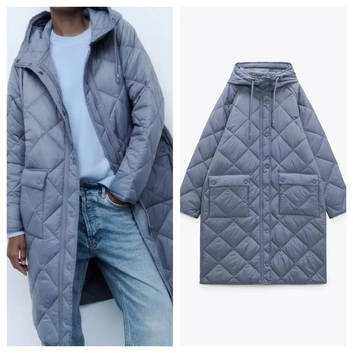 Women Casual Long Sleeve Zipper Pocket Hooded Cotton-Padded Jacket for Autumn and Winter Women Long Cotton-Padded Jacket
Women Casual Long Sleeve Zipper Pocket Hooded Cotton-Padded Jacket for Autumn and Winter Women Long Cotton-Padded Jacket