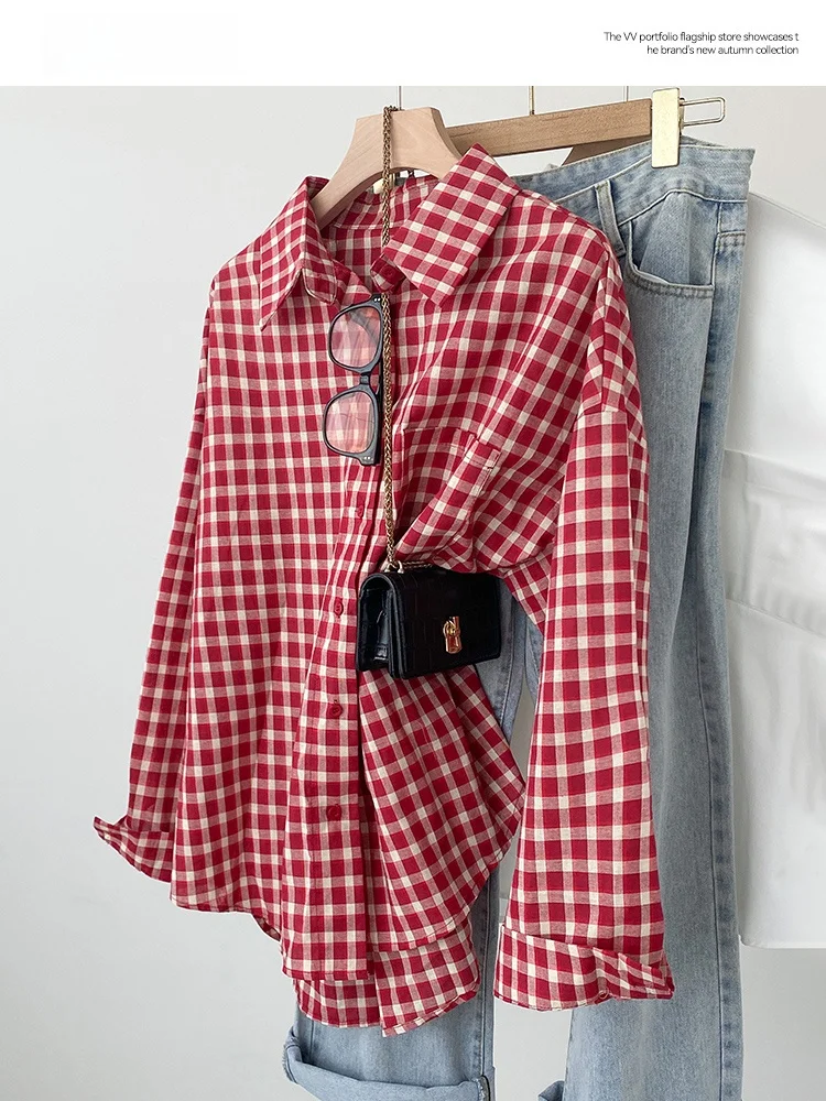 Retro Korean Style Long Sleeve Plaid Shirt Women's Loose Fit Sweet And Spicy Style Spring New Trend Top Clothes
Retro Korean Style Long Sleeve Plaid Shirt Women's Loose Fit Sweet And Spicy Style Spring New Trend Top Clothes
