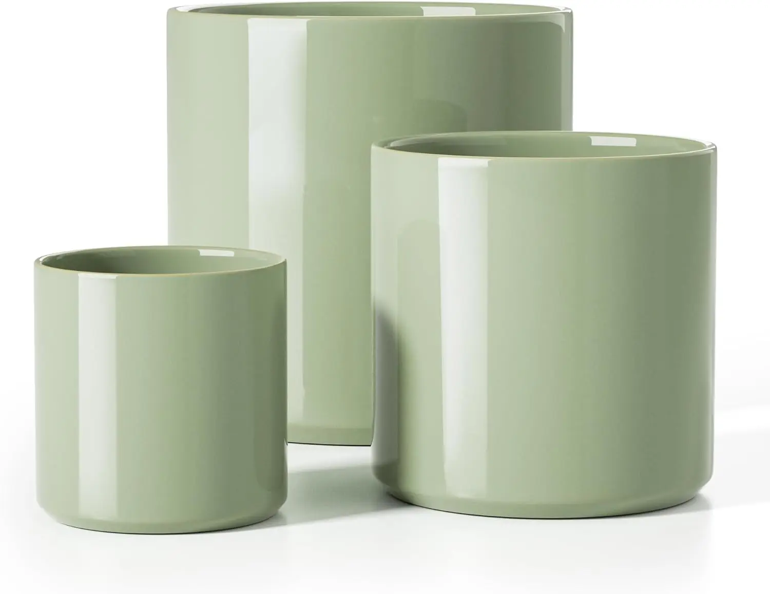 Ceramic Planters Set of 3, 10/8/6 Inch with Drainage, Sage Green Glossy, Modern Minimalist for Home Office
Ceramic Planters Set of 3, 10/8/6 Inch with Drainage, Sage Green Glossy, Modern Minimalist for Home Office