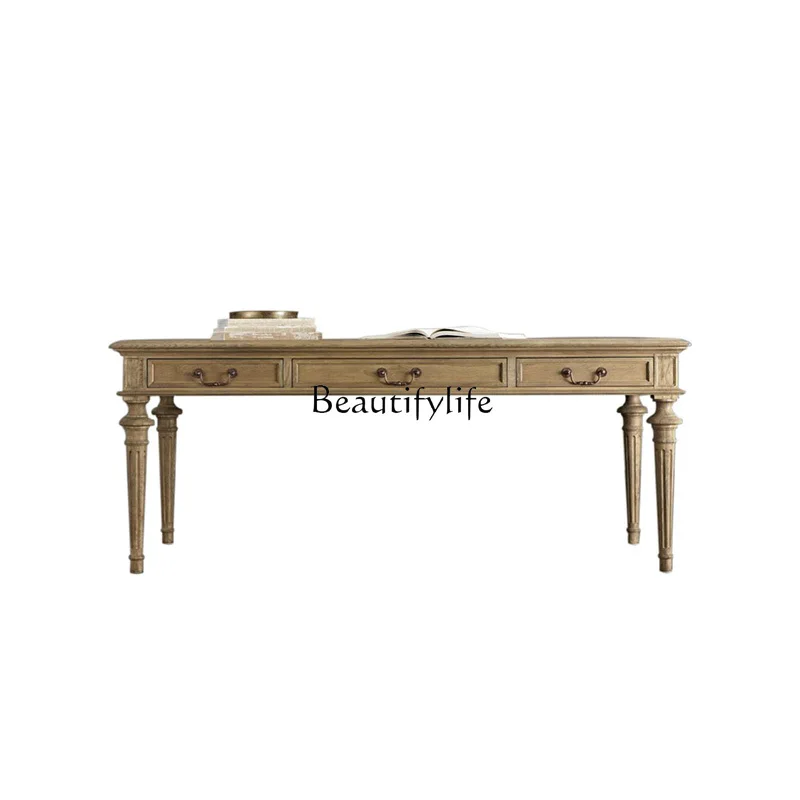 American country oak, European simple solid wood office desk French antique conference table
American country oak, European simple solid wood office desk French antique conference table