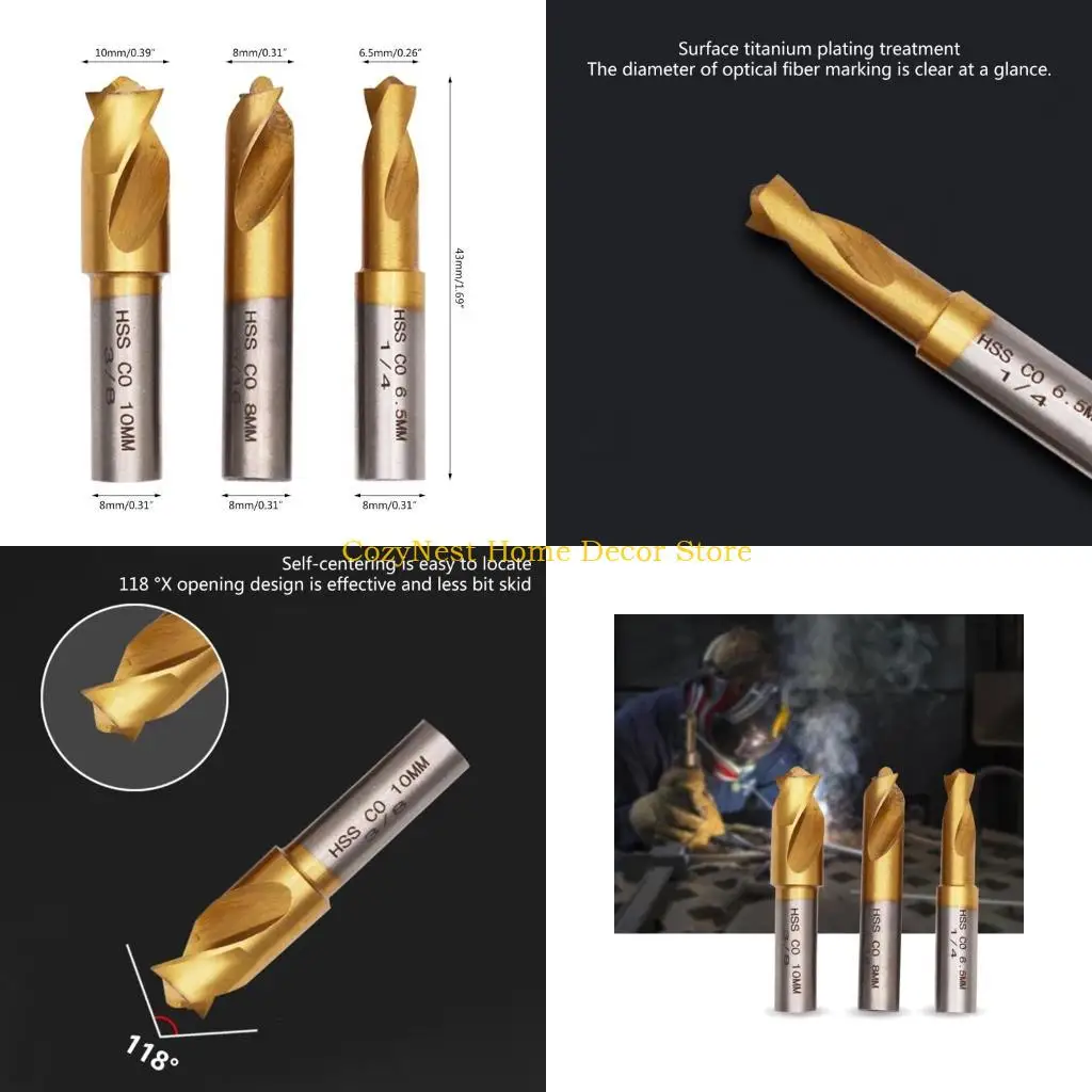 92MF 3Pcs Cobalt Spot Weld Drill Bit Set Spot Weld Cutter 1/4(6.5mm),5/16(8mm),3/8(10mm) Toughness Hardness Spot Weld Cutter
92MF 3Pcs Cobalt Spot Weld Drill Bit Set Spot Weld Cutter 1/4(6.5mm),5/16(8mm),3/8(10mm) Toughness Hardness Spot Weld Cutter