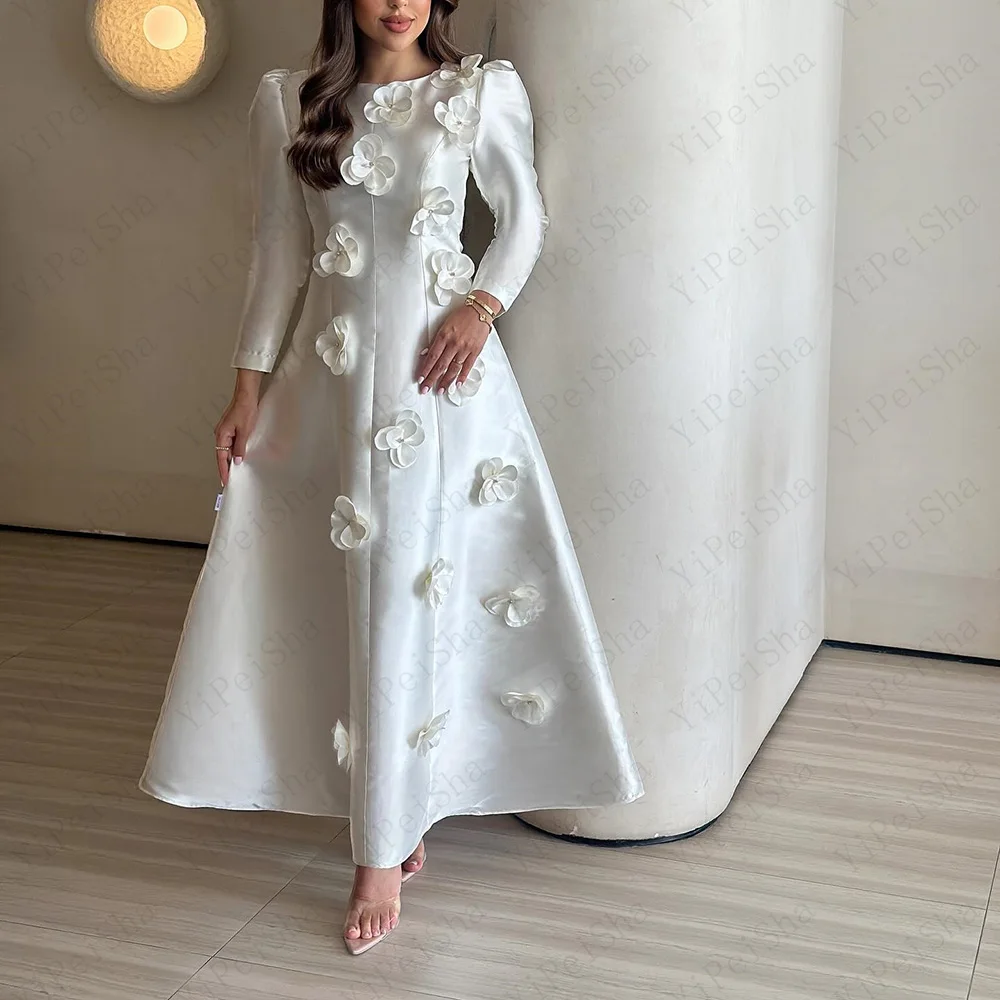 Customized A-Line Prom Dresses Ankle-Length O-Neck Full Sleeve Evening Gown Fashion Flowers Simple Draped Casual Party Gown
Customized A-Line Prom Dresses Ankle-Length O-Neck Full Sleeve Evening Gown Fashion Flowers Simple Draped Casual Party Gown