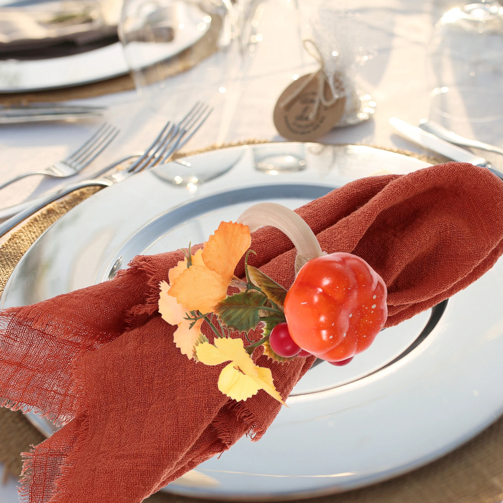 4 шт., пряжка для салфеток с тыквой, Хэллоуин, осеннее украшение стола, осенние кольца для салфеток с тыквой, праздничная центральная часть стола