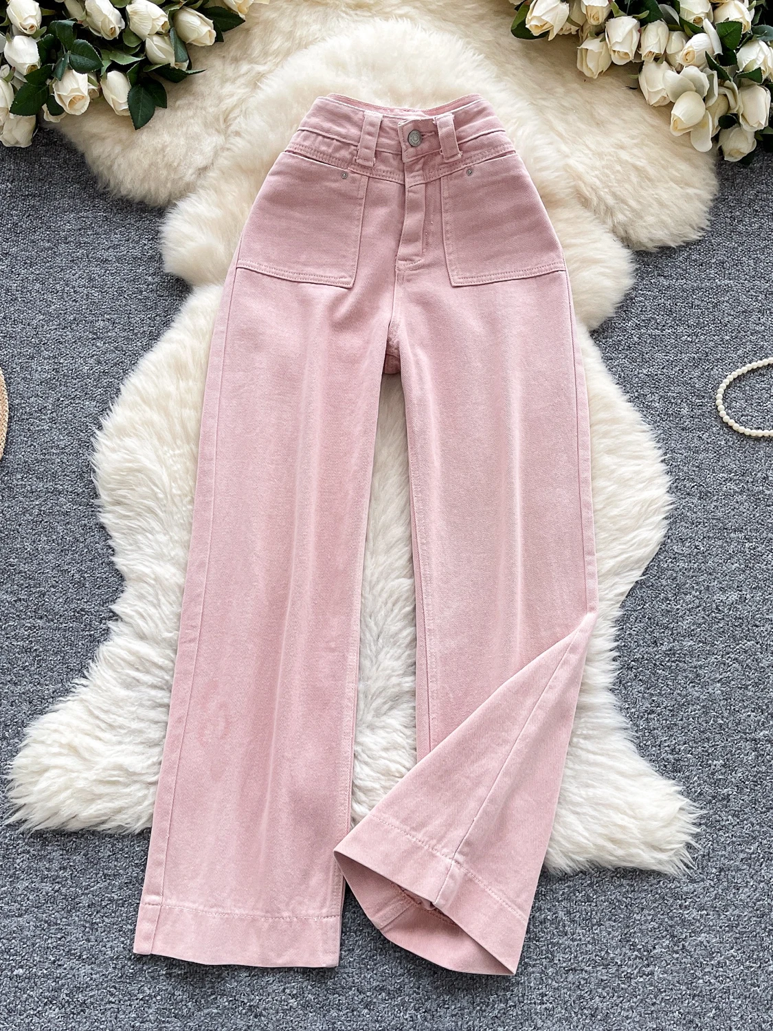 High Waist Straight Leg Pink Denim Jeans Women's Summer Slimming Simple Street Sle Wide Leg Pants Casual Zipper Closure
High Waist Straight Leg Pink Denim Jeans Women's Summer Slimming Simple Street Sle Wide Leg Pants Casual Zipper Closure