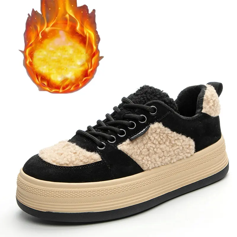 Winter Plush Women Vulcanized Shoes Hot Stitching Women Footwear Fashion Warm Women Sneakers
Winter Plush Women Vulcanized Shoes Hot Stitching Women Footwear Fashion Warm Women Sneakers