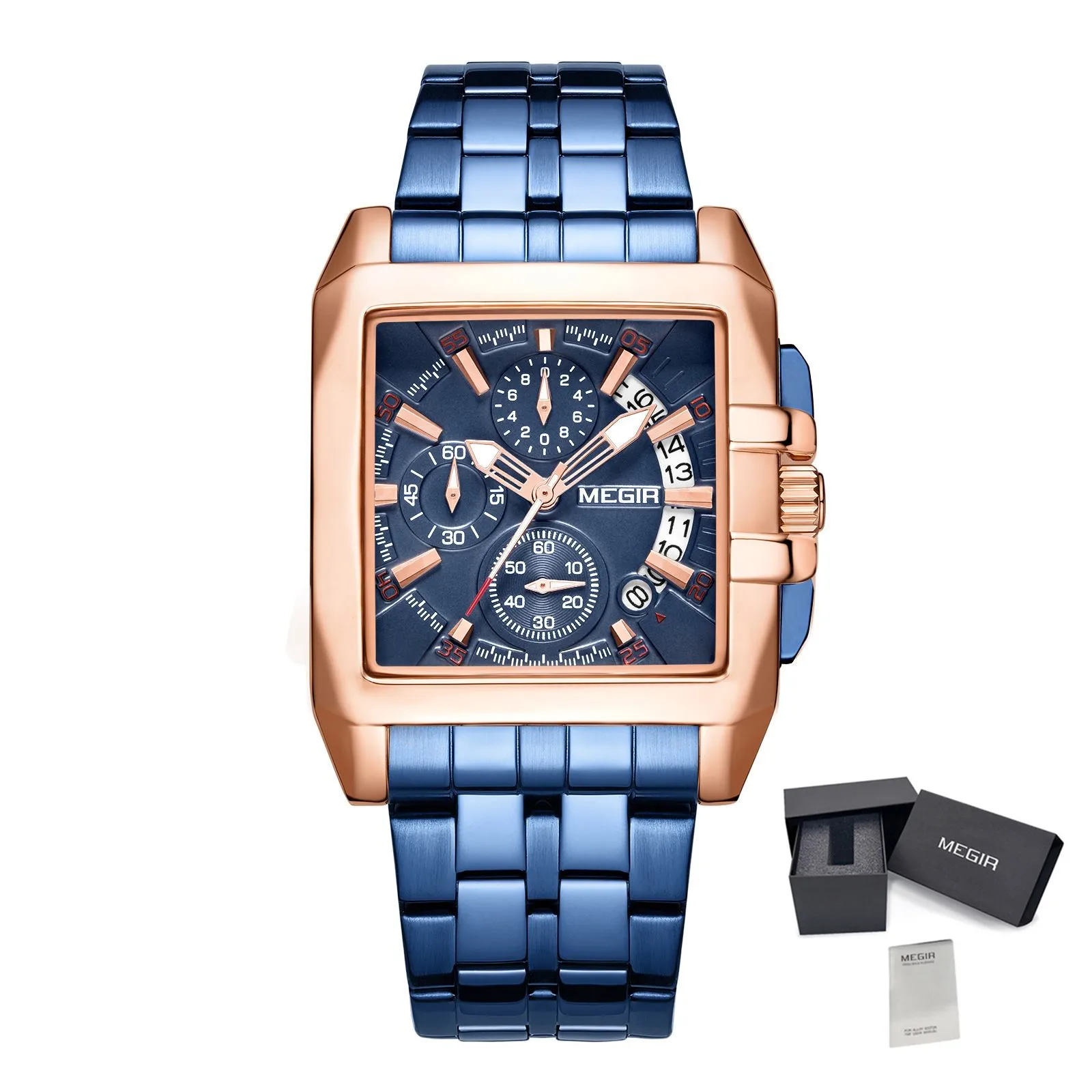 Megir Top Brand Men's Watches Luxury Square Quartz Wristwatch Waterproof Luminous Chronograph Watch for Men Date Clock
Megir Top Brand Men's Watches Luxury Square Quartz Wristwatch Waterproof Luminous Chronograph Watch for Men Date Clock