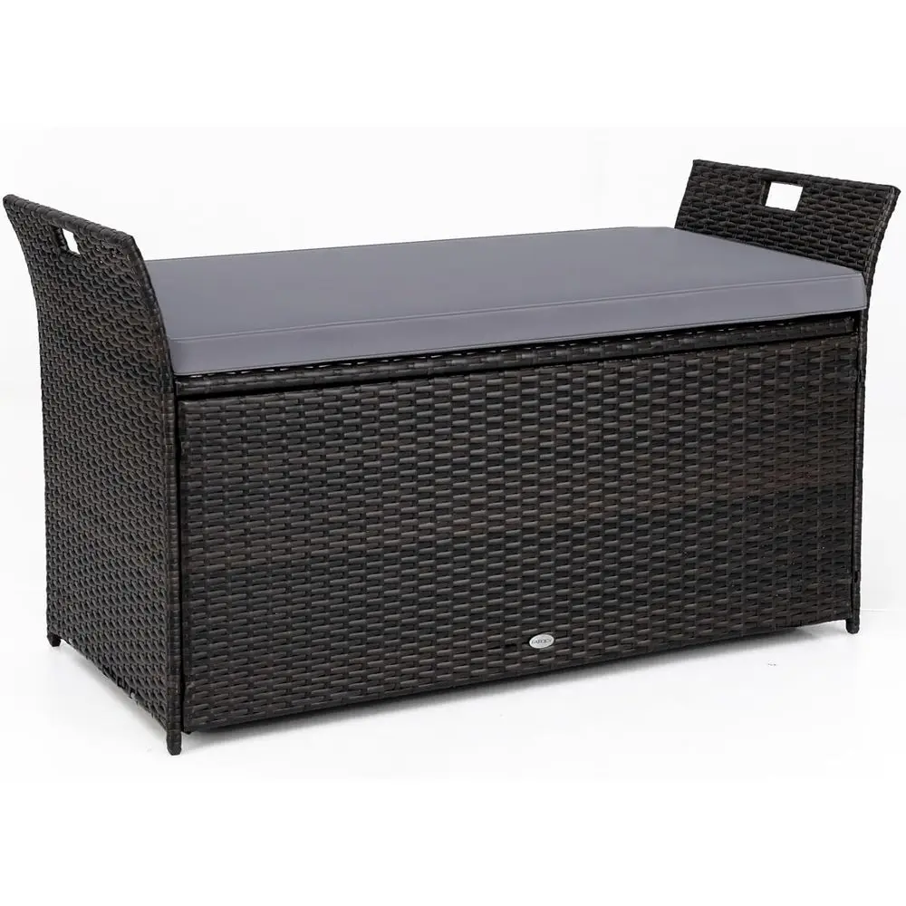 Outdoor Wicker Storage Bench, 68 Gallon Patio Deck Box with Cushion, Gray
Outdoor Wicker Storage Bench, 68 Gallon Patio Deck Box with Cushion, Gray