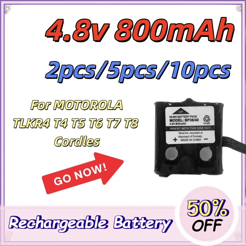 4.8v NI-MH Rechargeable Battery For MOTOROLA TLKR4 T4 T5 T6 T7 T8 Cordles For Uniden Radio BP38 BP39 BP40 BT-1013 4.8V 800mAh
4.8v NI-MH Rechargeable Battery For MOTOROLA TLKR4 T4 T5 T6 T7 T8 Cordles For Uniden Radio BP38 BP39 BP40 BT-1013 4.8V 800mAh