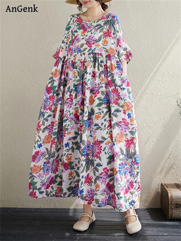 2024 Summer Cotton Vintage Casual Loose Print Dresses For Women Holiday Beach Dress Femme Robe Vestidos Elegant Long Clothing
2024 Summer Cotton Vintage Casual Loose Print Dresses For Women Holiday Beach Dress Femme Robe Vestidos Elegant Long Clothing