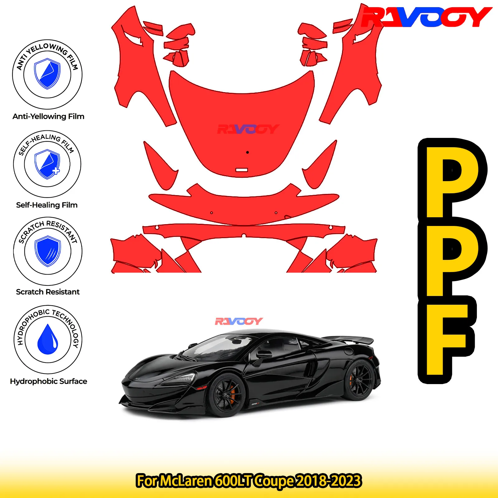 For McLaren 600LT Coupe 2018-2023 Glossy Matte Black Precut front PPF Kit Paint Protection Film
For McLaren 600LT Coupe 2018-2023 Glossy Matte Black Precut front PPF Kit Paint Protection Film