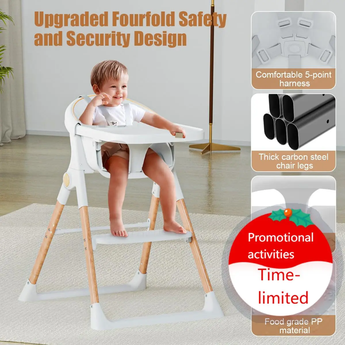 Baby High Chair, High Chairs for Babies and Toddlers, Convertible Folding High Chair with Removable Tray 5 Point Harness Footres
Baby High Chair, High Chairs for Babies and Toddlers, Convertible Folding High Chair with Removable Tray 5 Point Harness Footres