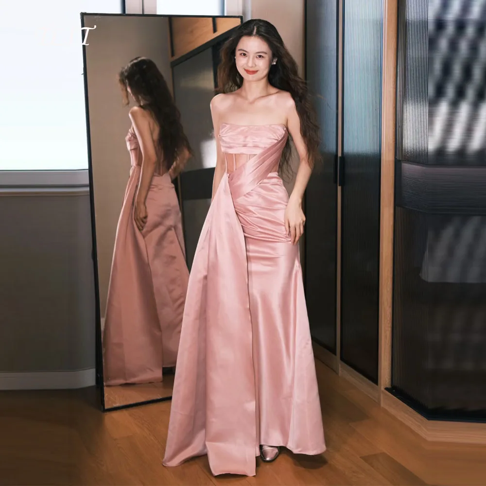TLIT Simple Baby Pink Silk Satin Evening Dresses Customized Korea Wedding Dresses Photo Shoot Sleeveless Strapless Gowns
TLIT Simple Baby Pink Silk Satin Evening Dresses Customized Korea Wedding Dresses Photo Shoot Sleeveless Strapless Gowns