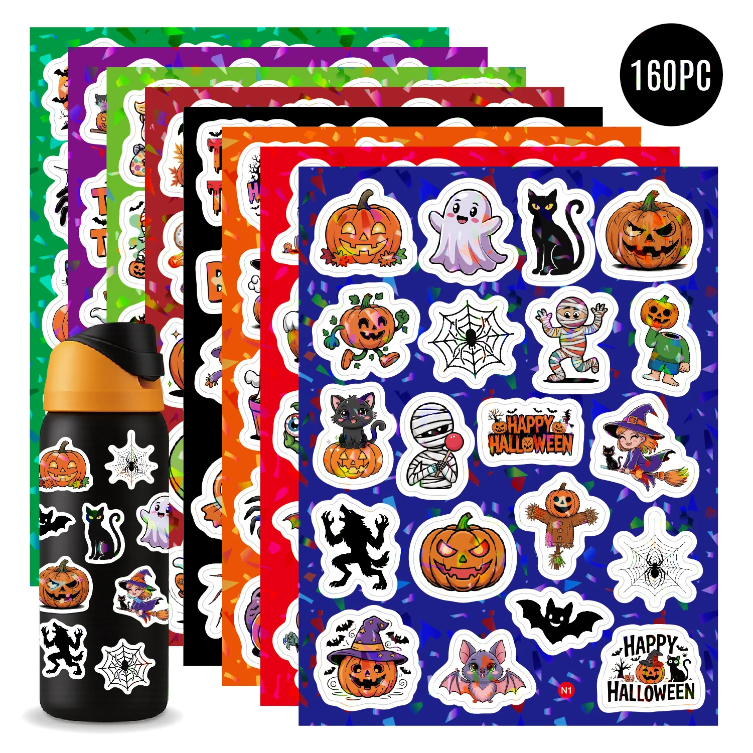 Halloween Holographic Laser Stickers Waterproof Vinyl Decals for Party Decor Bottle Gift Self Adhesive Glitter
Halloween Holographic Laser Stickers Waterproof Vinyl Decals for Party Decor Bottle Gift Self Adhesive Glitter