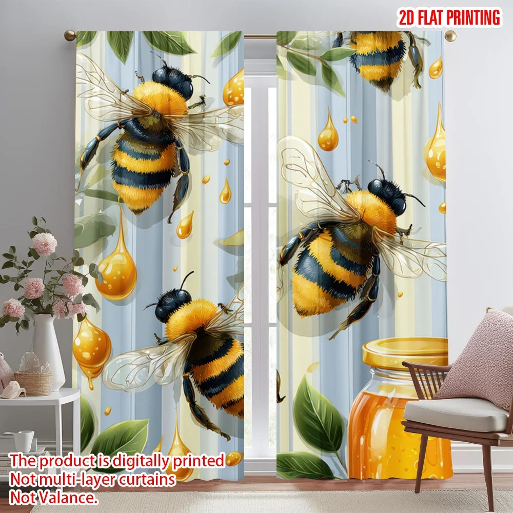 2D flat printing 2pcs Window Curtains Bees and Honey Drops Digital Printed Polyester Drapes Family Party Decoration for Photo
2D flat printing 2pcs Window Curtains Bees and Honey Drops Digital Printed Polyester Drapes Family Party Decoration for Photo
