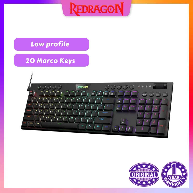 Механическая Проводная игровая клавиатура Redragon K619 Horus RGB, низкопрофильные колпачки клавиш Red Switch Pro с программным обеспечением
Механическая Проводная игровая клавиатура Redragon K619 Horus RGB, низкопрофильные колпачки клавиш Red Switch Pro с программным обеспечением