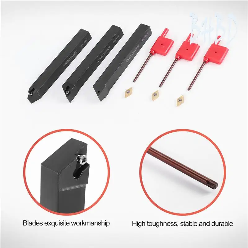 BHBD-3Pcs 1/2 Inch CNC Lathe Carbide Turning Tools Indexable Holder Set SDNCN1212H07 + SDJCL1212H07 + SDJCR1212H07+3Pcs DCMT0702
BHBD-3Pcs 1/2 Inch CNC Lathe Carbide Turning Tools Indexable Holder Set SDNCN1212H07 + SDJCL1212H07 + SDJCR1212H07+3Pcs DCMT0702