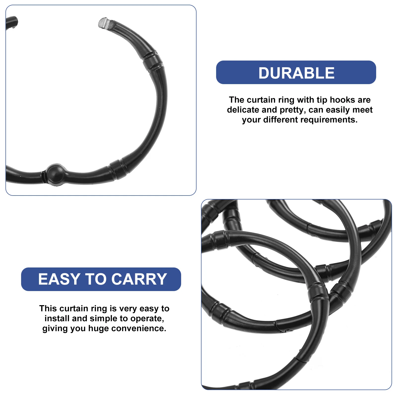 12Pcs Hanging Curtain Rings Zinc Alloy Construction Tight Closure Smooth Glide for Home Office Decorative Application
12Pcs Hanging Curtain Rings Zinc Alloy Construction Tight Closure Smooth Glide for Home Office Decorative Application