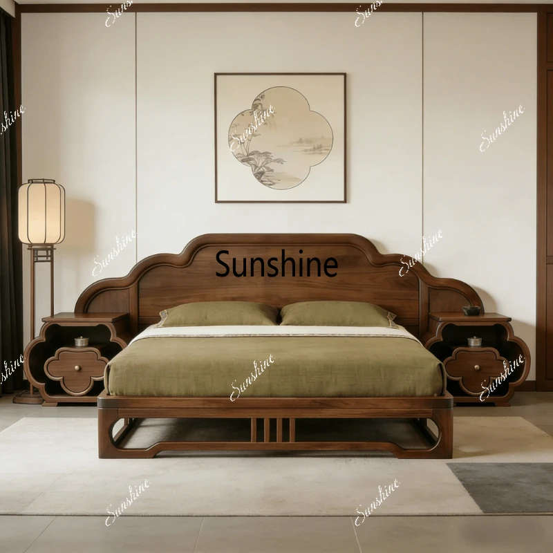 New Chinese style, solid wood, large villa master bedroom double, customized
New Chinese style, solid wood, large villa master bedroom double, customized