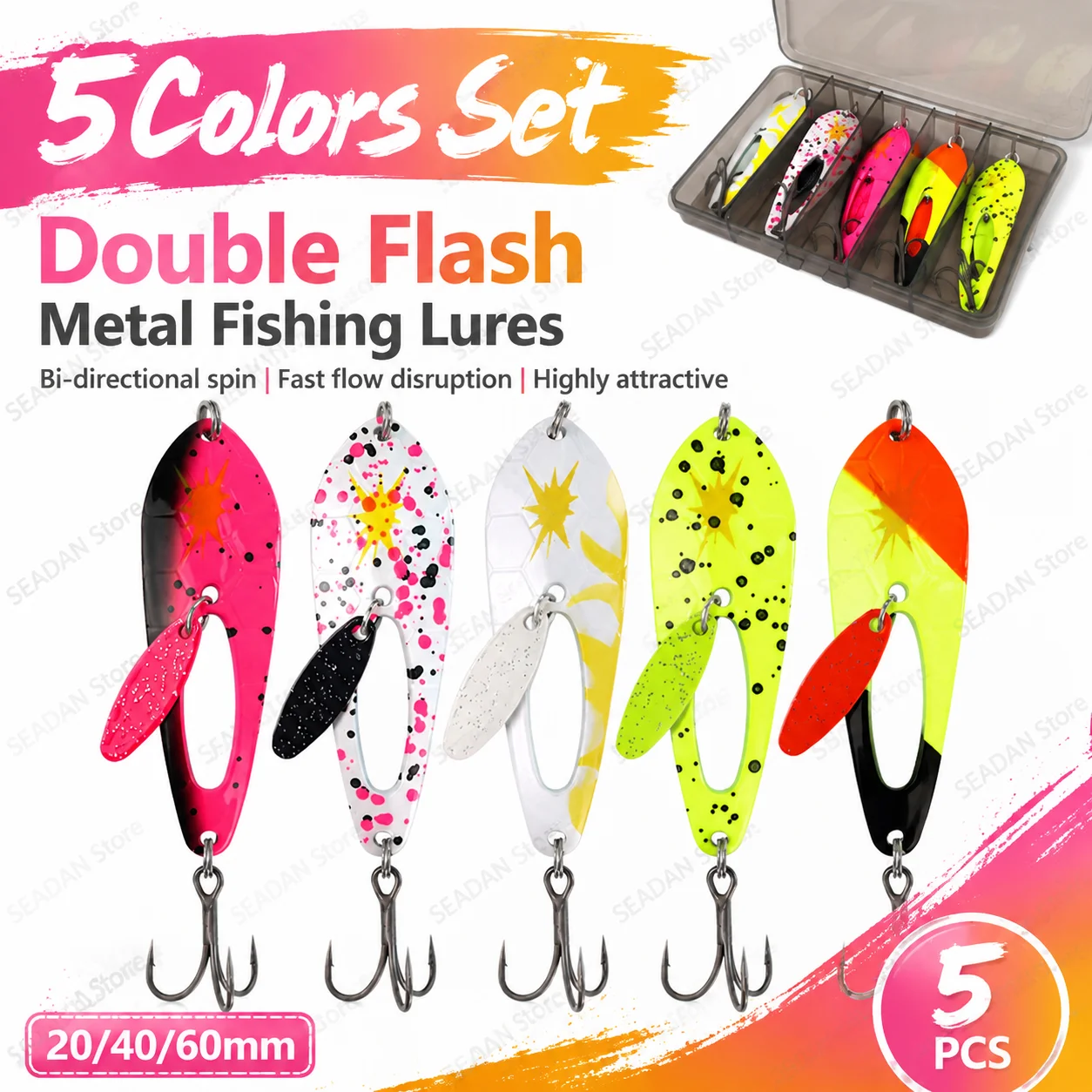 5Pcs Metal Spinner Bait Double Flash Sequins Fishing Lure 2g-10g Treble Hook Sinking Hard Bait For Bass Trout Pike
5Pcs Metal Spinner Bait Double Flash Sequins Fishing Lure 2g-10g Treble Hook Sinking Hard Bait For Bass Trout Pike