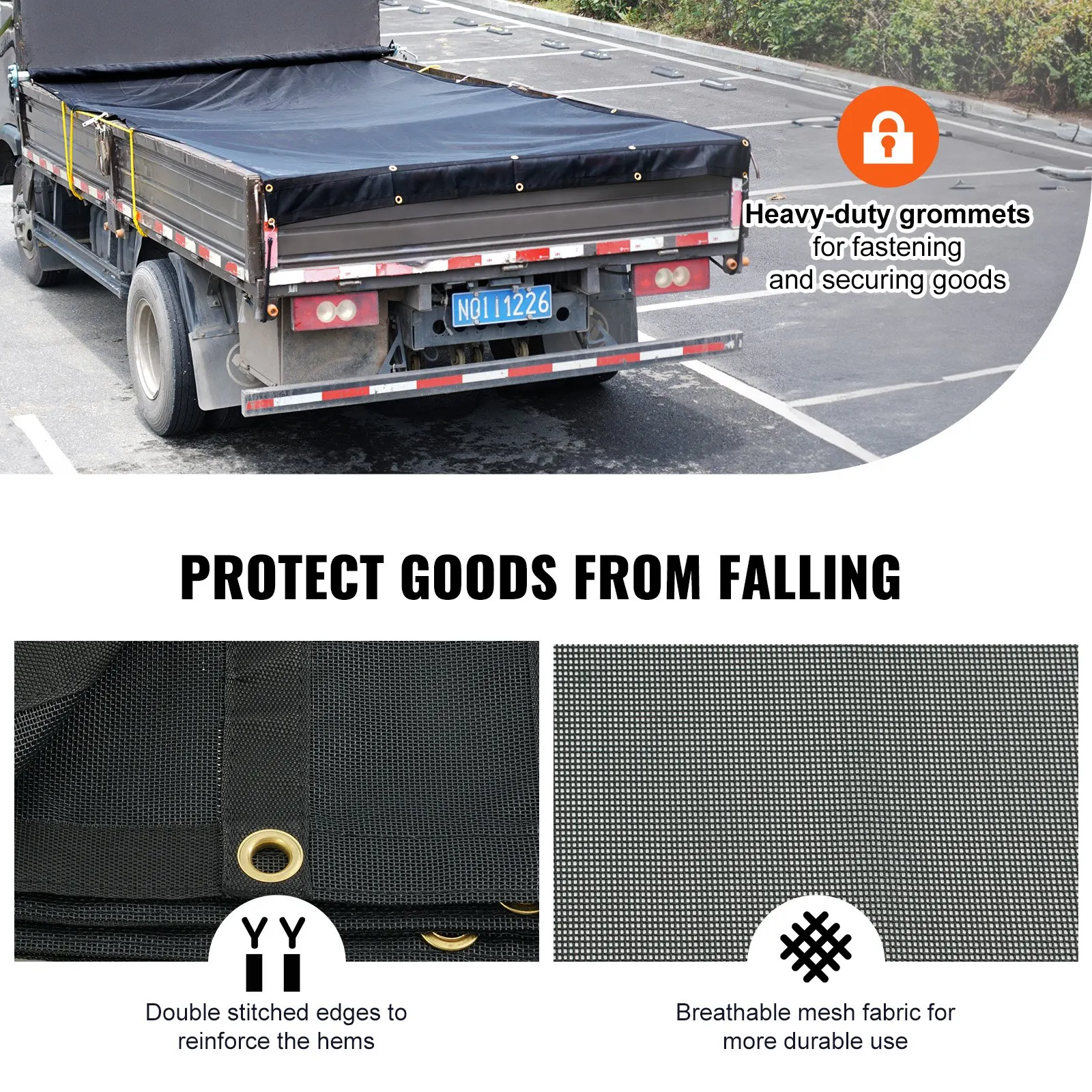 Dump Truck Mesh Tarp, 7.5x18 Ft, PVC Coated Black Heavy Duty Cover With 5.5" 18oz Double Pocket, Brass Grommets, Reinforced
Dump Truck Mesh Tarp, 7.5x18 Ft, PVC Coated Black Heavy Duty Cover With 5.5" 18oz Double Pocket, Brass Grommets, Reinforced