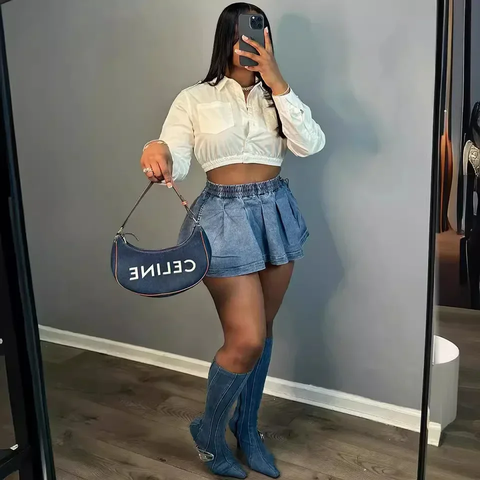 Vintage Pleated Skirt High Waist Women Washed Distressed Denim Short A Line Slim Fit 2024 Streetwear Female Sexy Mini Skirts
Vintage Pleated Skirt High Waist Women Washed Distressed Denim Short A Line Slim Fit 2024 Streetwear Female Sexy Mini Skirts
