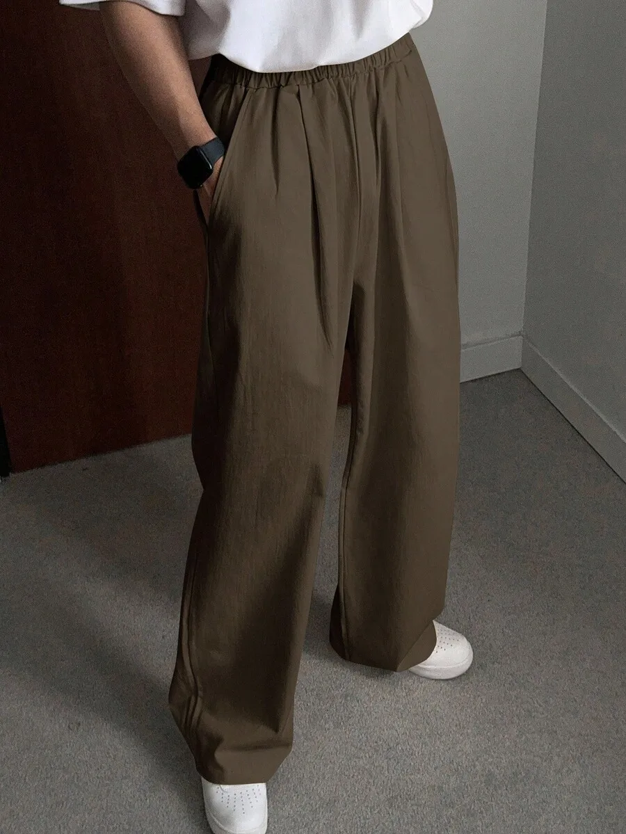 Solid Brown Wide Leg Loose Casual Pants For Men Spring Autumn
Solid Brown Wide Leg Loose Casual Pants For Men Spring Autumn