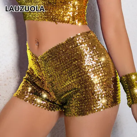 Sexy Shiny Sequin Dead Shorts 2025 New Summer Fashion DS Performance Costume Women's Low Waist Club Party Short Pants