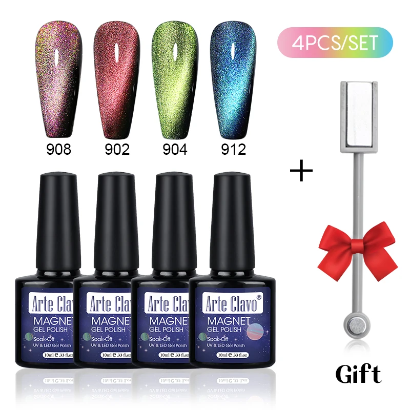 Arte Clavo 4PCS/SET 10ml Double Light Cat Magnetic Glitter Gel Nail Polish Rainbow Sparkling Colorful Laser With Magnetic Stick
Arte Clavo 4PCS/SET 10ml Double Light Cat Magnetic Glitter Gel Nail Polish Rainbow Sparkling Colorful Laser With Magnetic Stick