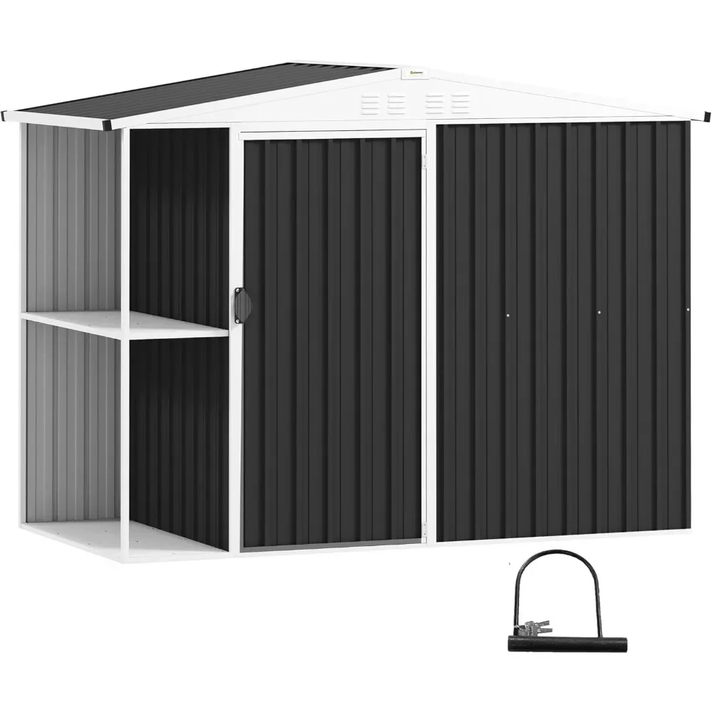 8x4ft Outdoor Storage Shed, Metal Shed with 2-Tier Storage Rack, Air Vents, Outdoor Shed with Lock,Garden Tool Shed for Backyard
8x4ft Outdoor Storage Shed, Metal Shed with 2-Tier Storage Rack, Air Vents, Outdoor Shed with Lock,Garden Tool Shed for Backyard