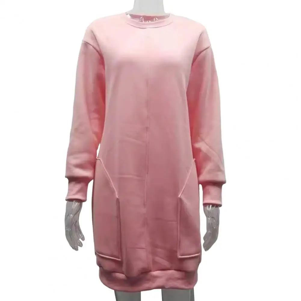 Loose Fit Short Dress Casual Women's Sweatshirt Dress with Pockets Round Neck Long Sleeve Mini Dress for Daily Wear Solid Color
Loose Fit Short Dress Casual Women's Sweatshirt Dress with Pockets Round Neck Long Sleeve Mini Dress for Daily Wear Solid Color