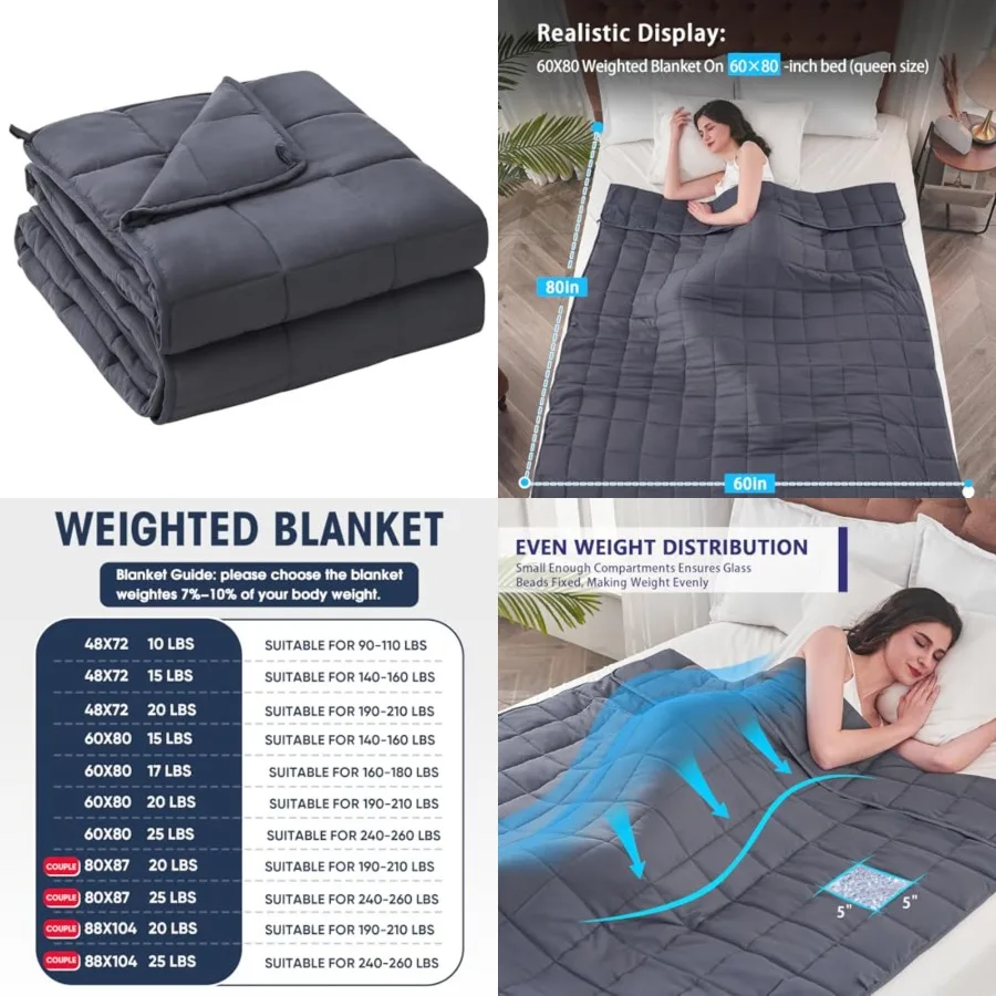 Weighted Blanket for Adults 20 lbs, 60 x 80, Cooling Heavy Blanket for Sleeping Perfect for 190-210 lbs, Queen Size Breathable
Weighted Blanket for Adults 20 lbs, 60 x 80, Cooling Heavy Blanket for Sleeping Perfect for 190-210 lbs, Queen Size Breathable